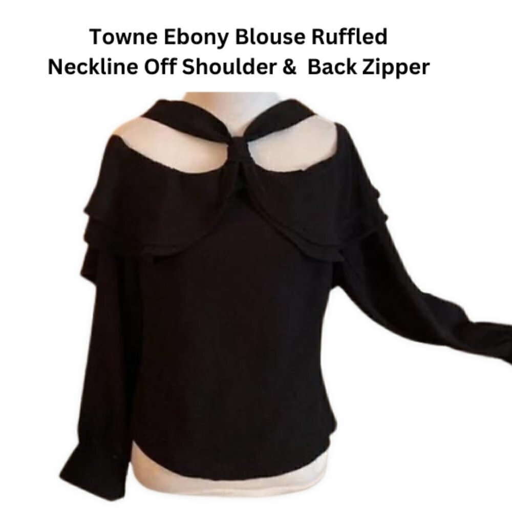 Towne Black Off Shoulder Long Sleeve Blouse Large